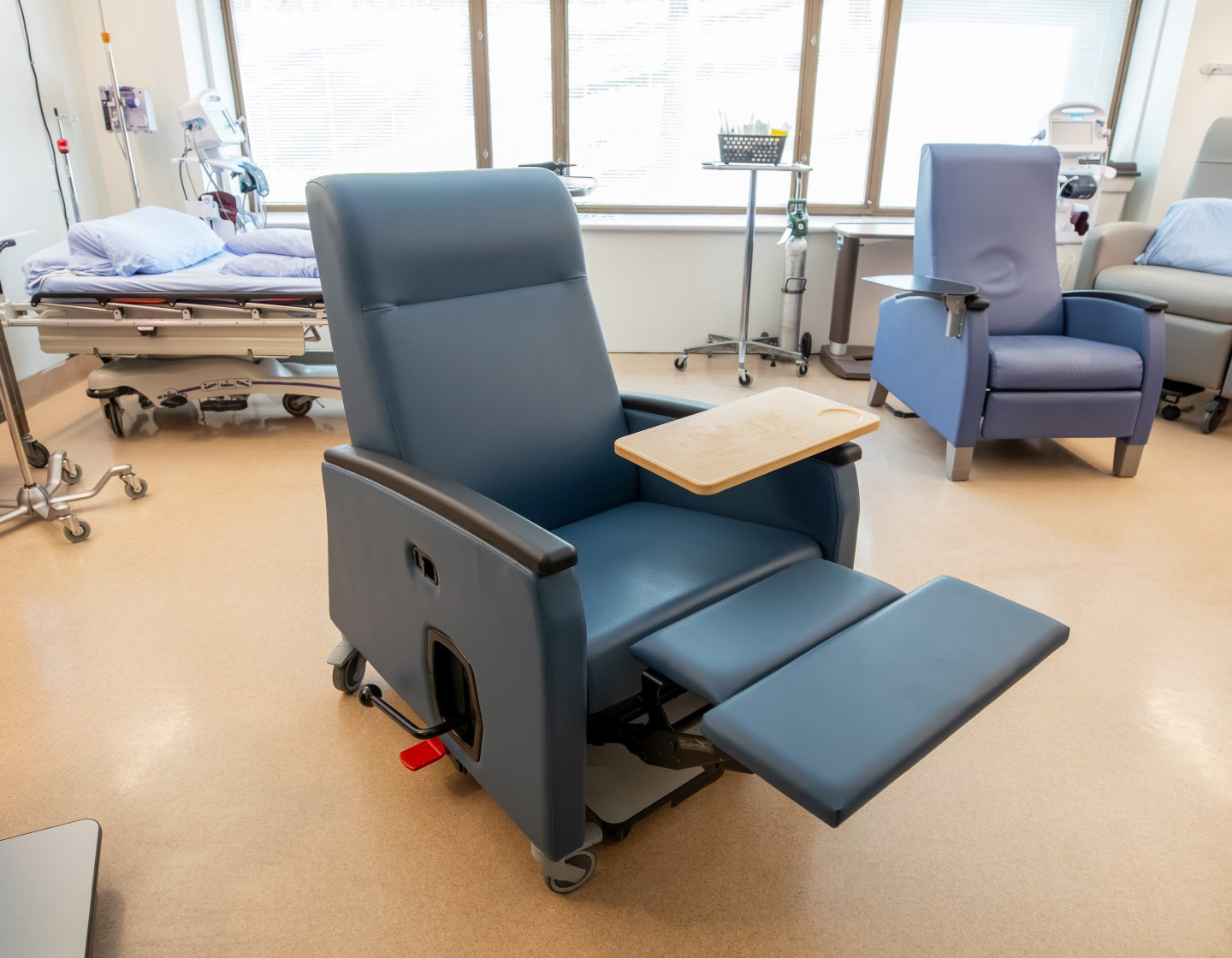 A hospital style reclining chair