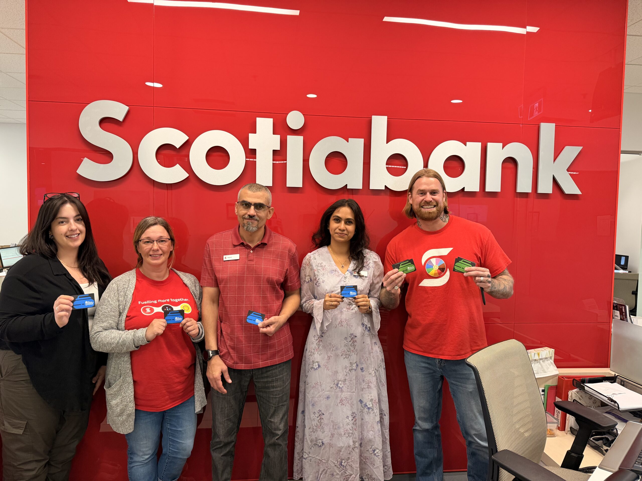 Photo (from left): Stefania, Sarah, Sayed, Firdous and David, Scotiabank Midland.