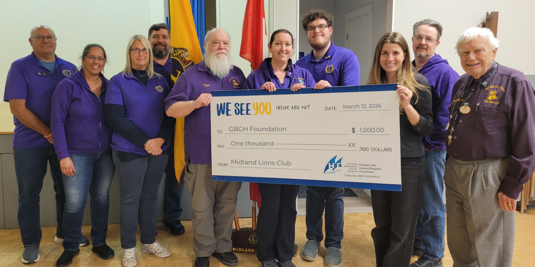 Midland Lions Club Cheque - Mar 2026