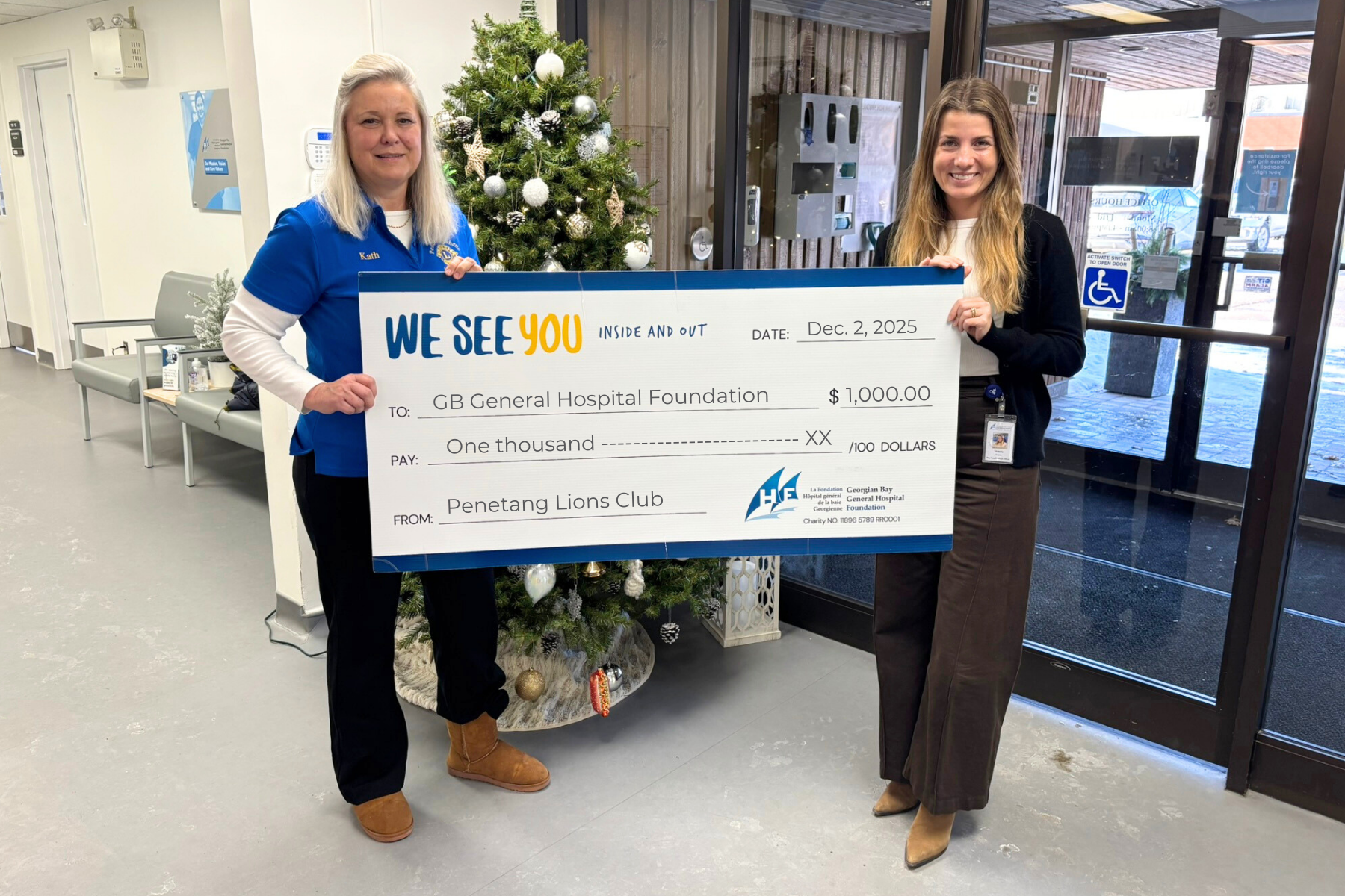 Penetang Lions Club Cheque Dec 2025 horizontal