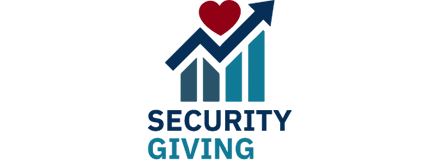 Security Giving with a stylized bar chart and a red heart above it