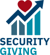 Security Giving with stylized bar graph with red heart above the words
