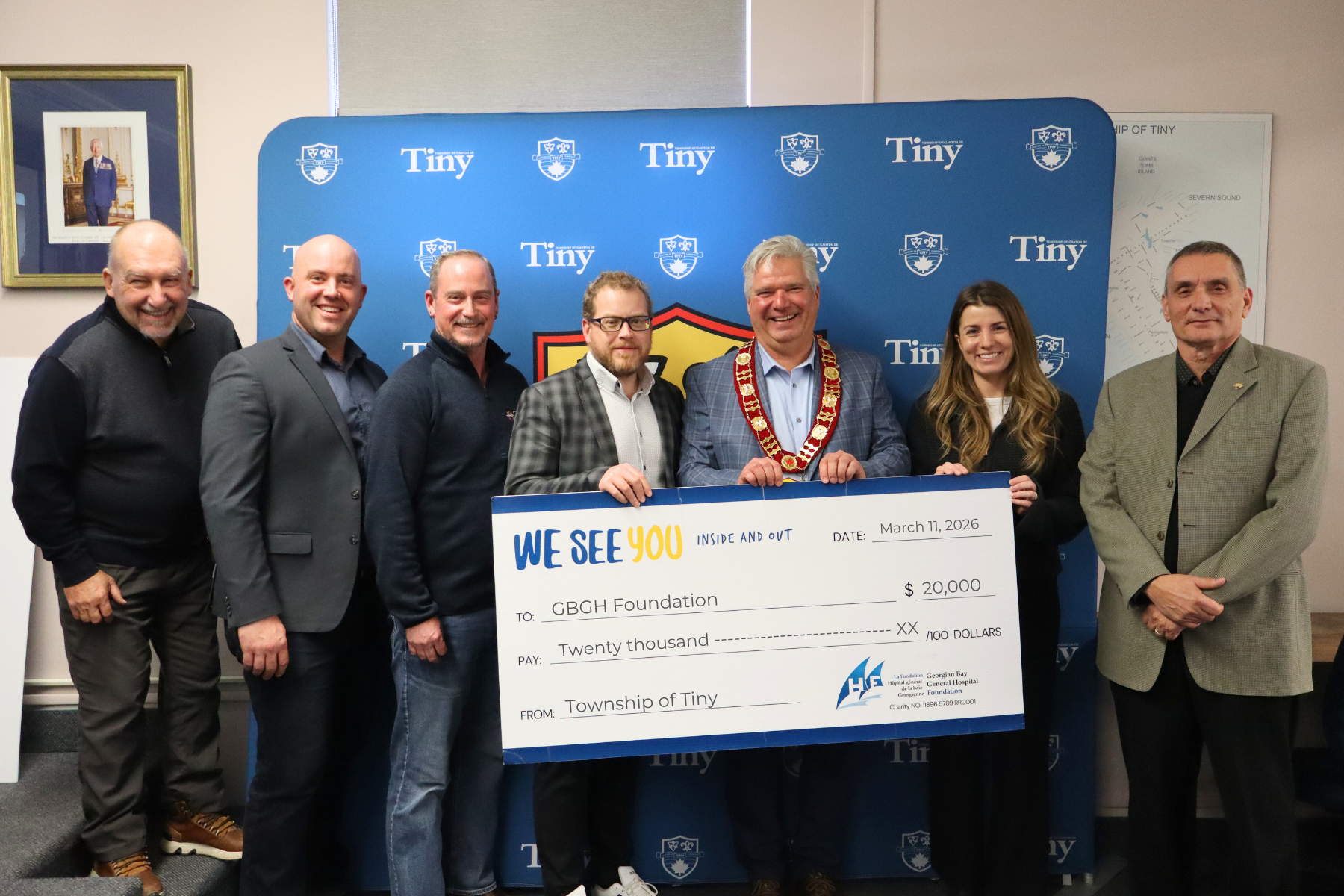 Tiny Township presents a cheque for $20,000 to GBGH Foundation