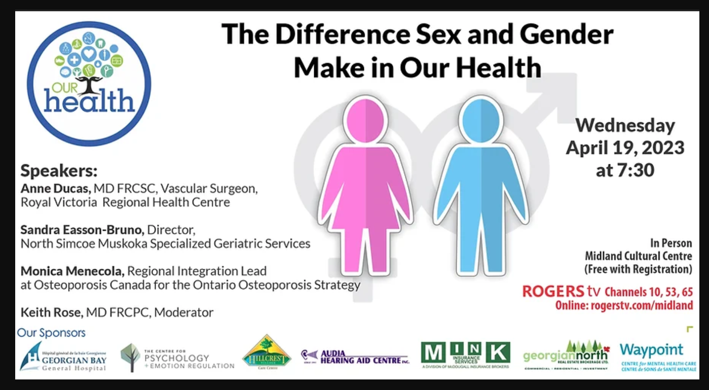 Poster advertising a speaker series on the Difference Sex and Gender Make in Our Health