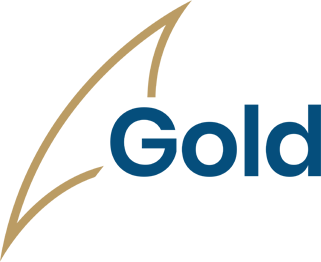 The word Gold with a gold sail shape beside it